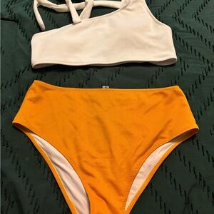 Cupshe White and Gold Bikini Set